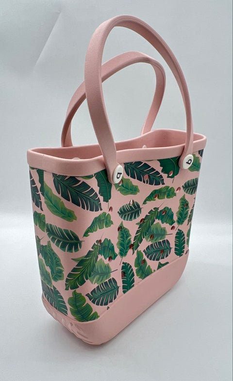 Bogg Bag Pink Tropical Palm Leaf Baby Bogg Bag Small Tote Beach Bag Washable