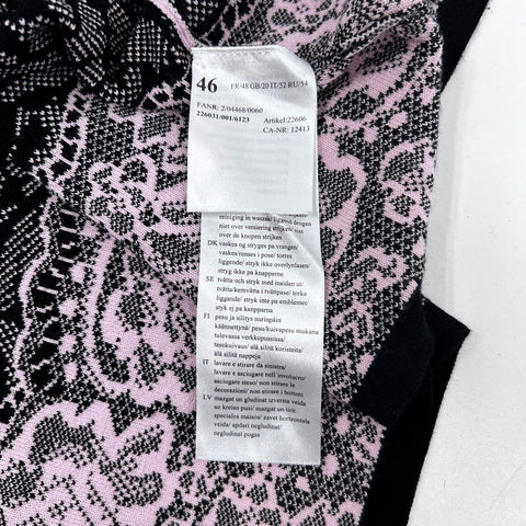 Basler Women's Pink Black Lace Print Cardigan & Top 2pc Twin Set Sz 46