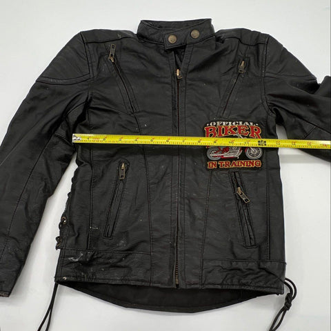 Vintage Harley-Davidson Kids Leather Biker Jacket Eagle Patch Sz XS