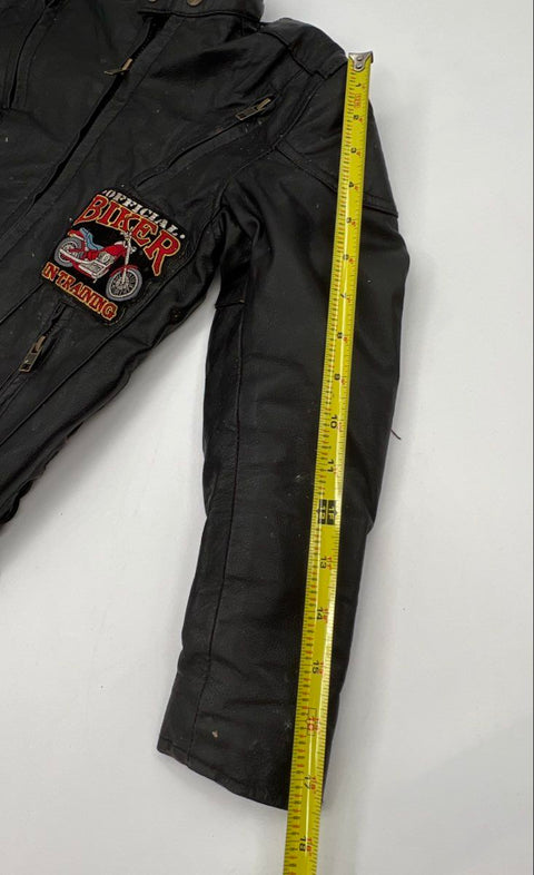 Vintage Harley-Davidson Kids Leather Biker Jacket Eagle Patch Sz XS