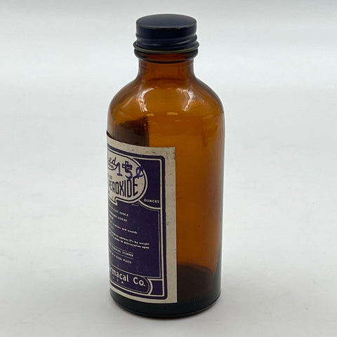 Vintage Certified Pharmacal Co Hydrogen Peroxide Amber Glass Bottle 4oz Empty