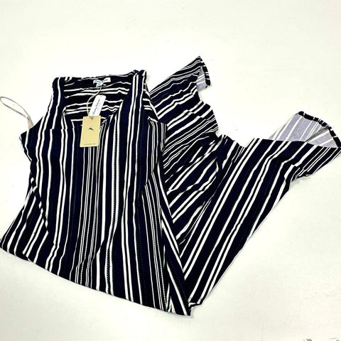 Tommy Bahama Women's Anoche Stripe Maxi Dress Black White Sleeveless NWT Sz M