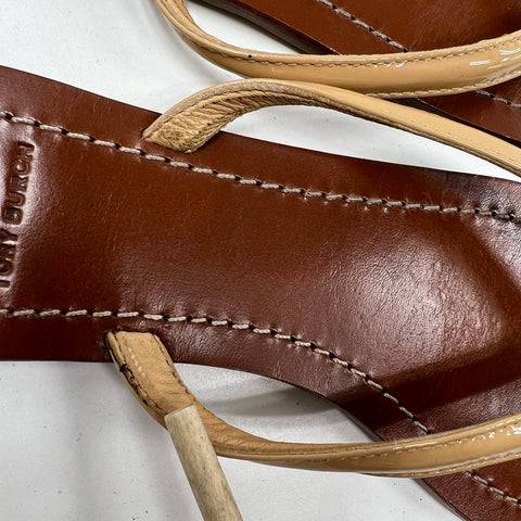 Tory Burch Miller Makeup Tan Patent Leather Thong Sandals Size 7M