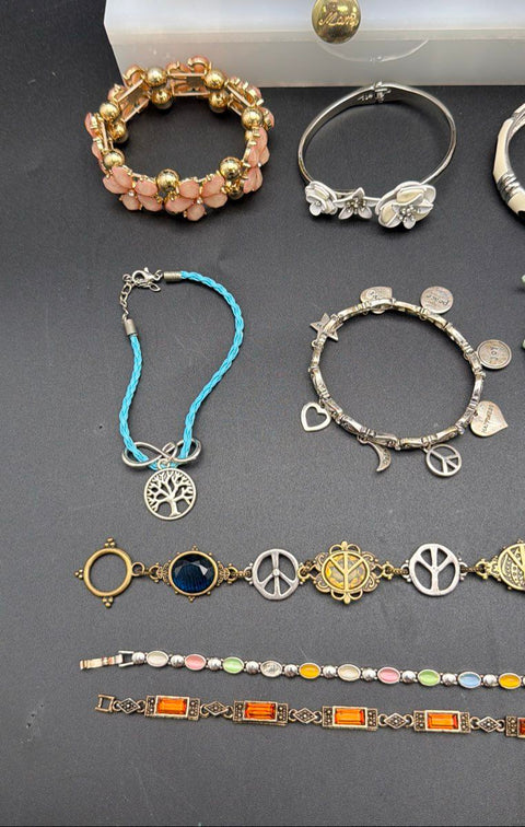 Vintage to Modern Costume Jewelry Bracelet Lot Lucky Brand Bangle Charm 1 lb