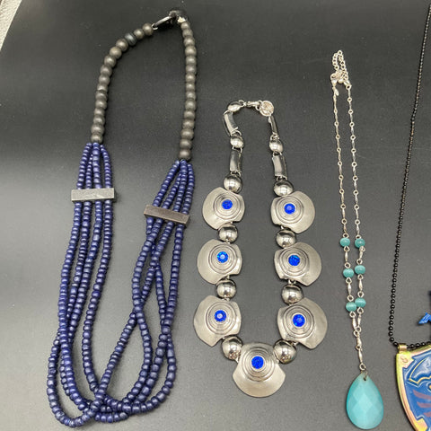 Costume Jewelry Lot 10 Necklaces Legend of Zelda Egyptian Modernist Bead Glass
