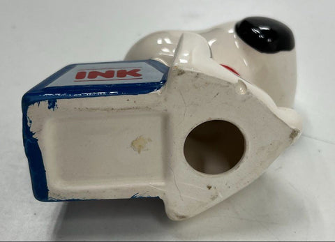 Vintage 1966 Peanuts Snoopy Ink Well Pen Holder Ceramic Figurine UFS