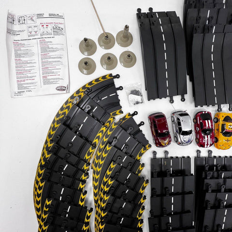 NKOK Slot Car Racing Set 4 Cars PT Cruiser Viper Corvette C5-R Large Track Lot