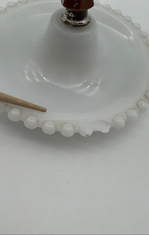 Vintage Swivel Vanity Mirror Hobnail Milk Glass Base Mid Century 11" Tall