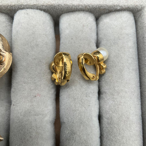 Vintage Crown Trifari Costume Jewelry Lot of 11 Brooches Clip-On Earrings Signed