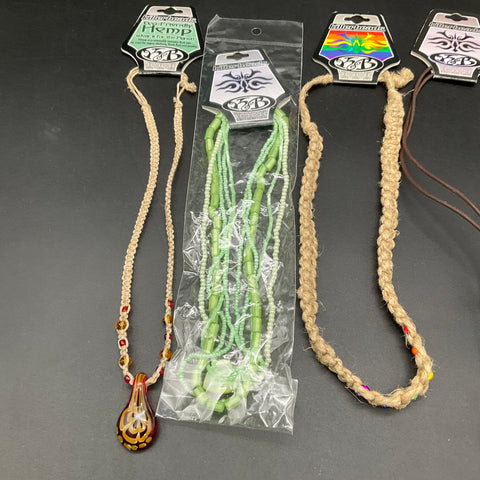 Killerbeads 5 Piece Jewelry Lot Hemp Leather Rune Glass Bead Pendants