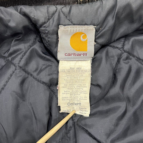 Carhartt C03 Black Arctic Traditional Coat Quilt Lined Distressed Jacket Sz 48