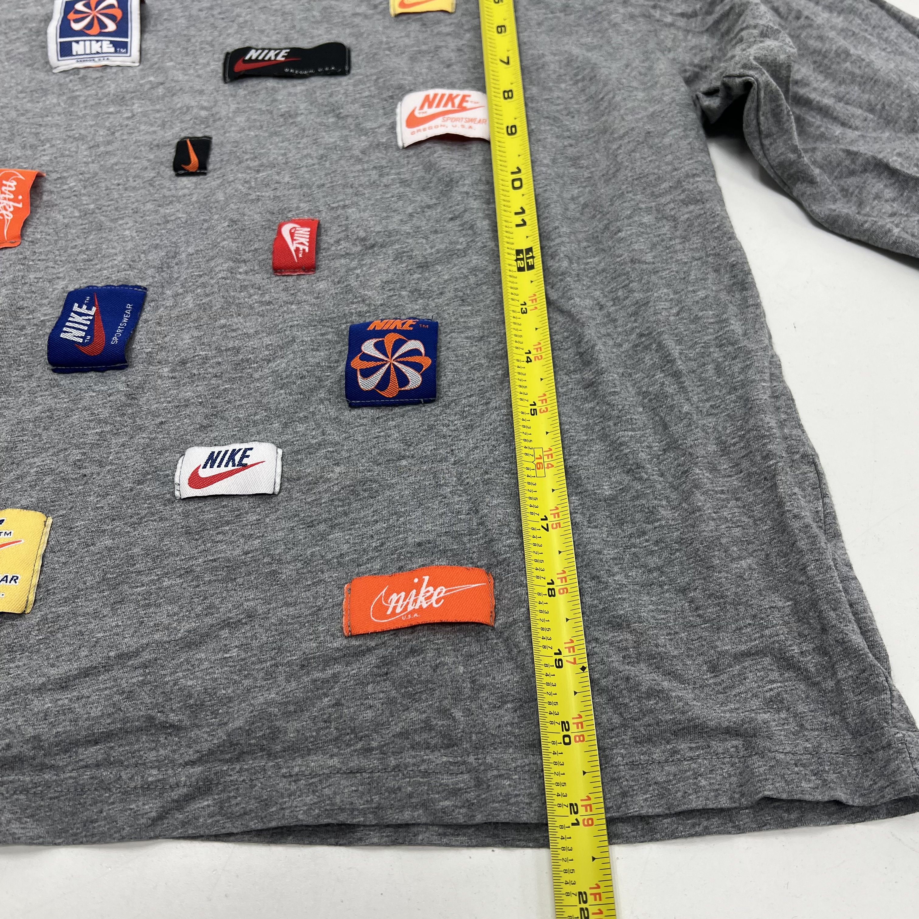 Nike Sportswear History Patchwork Long Sleeve T-Shirt Gray Men's Size S