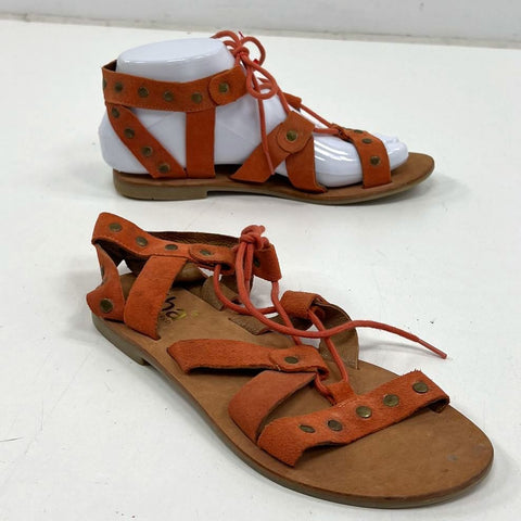 New Diba Terracotta Suede Studded Lace Up Gladiator Sandals Womens Size 6