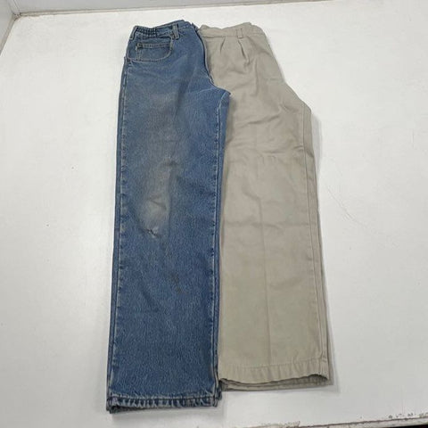 Vintage LL Bean Mens Lot 2 Flannel Lined Jeans & Chinos Pants Sz 36x30