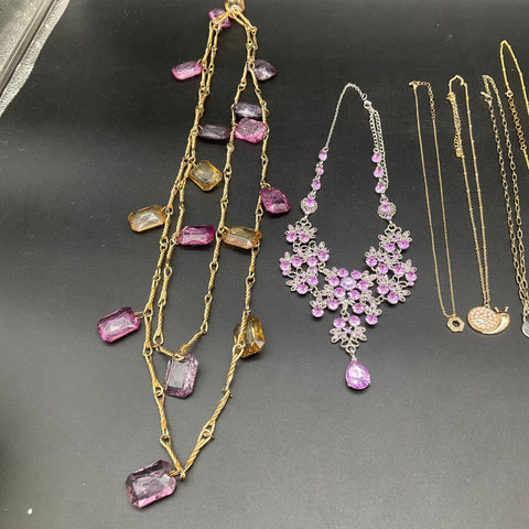 Vintage to Modern Mixed Jewelry Lot 14 Necklaces Statement Floral Boho 0.5 lbs