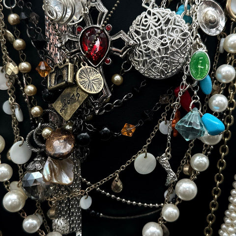 Mixed Fashion Necklaces Jewelry Lot Faux Pearl Charms Cross Sombrero Flower