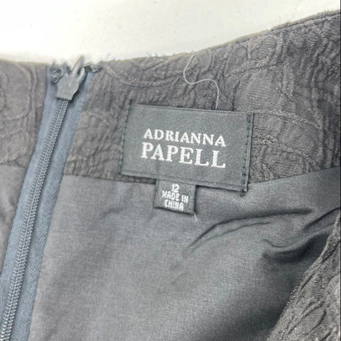 Adriana Papell NWT Textured Chain Belt Cocktail Dress Ruffle Hem Sz 12