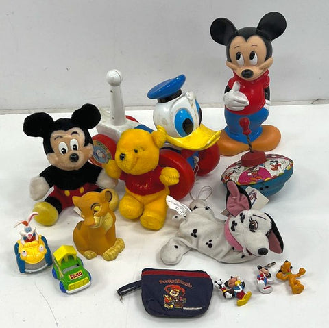 Vintage 70s 80s 90s Disney Toy Lot Mickey Bank Pooh Plush Donald Figures