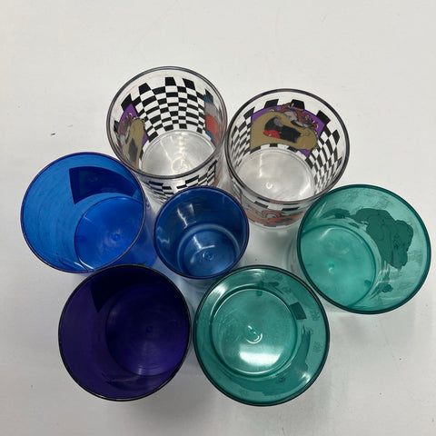 Vintage 90s Character Glasses Lot 7 Coca-Cola Disney Looney Tunes Scooby Doo