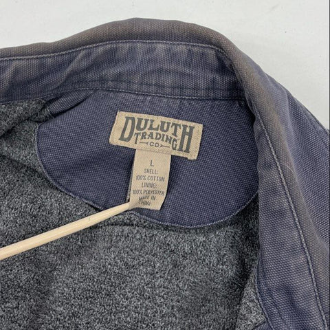 Duluth Trading Men's Gray Fleece Lined Canvas Snap Work Shirt Jacket Size L