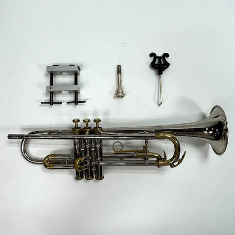 King Tempo Bb Trumpet Silver Plated USA with Case - For Repair - Serial 588663