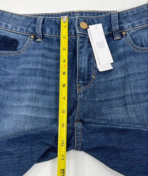 White House Black Market WHBM Women's The Straight Crop Two Tone Jeans Size 6