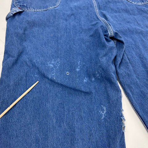 Vintage 90s Big Mac Denim Bib Overalls Distressed Workwear Sz 50x36