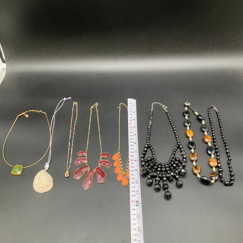 Boho Statement Necklace Jewelry Lot of 8 Beaded Bib Shell Tiger's Eye Pendant