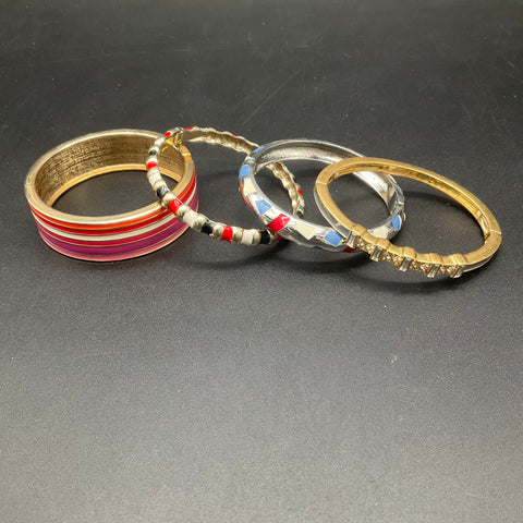 22 Piece Fashion Jewelry Bangle Bracelet Lot Gold Silver Tone Rhinestone Enamel