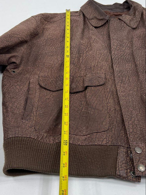 Wilsons Adventure Bound Brown Vintage 90s Cracked Leather Bomber Jacket Men's XL