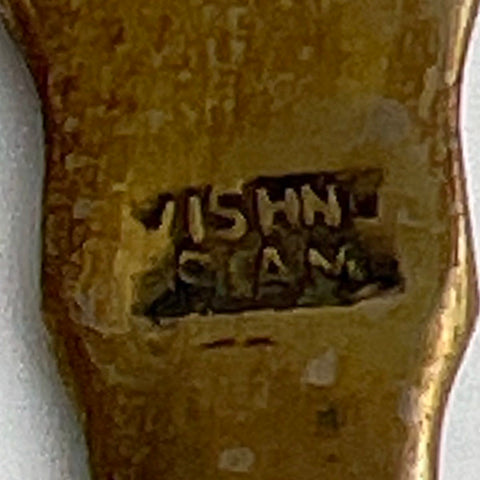 Vishnu Siam Brass Iced Tea Spoons 7 Piece Set Thai Goddess Figure Vintage