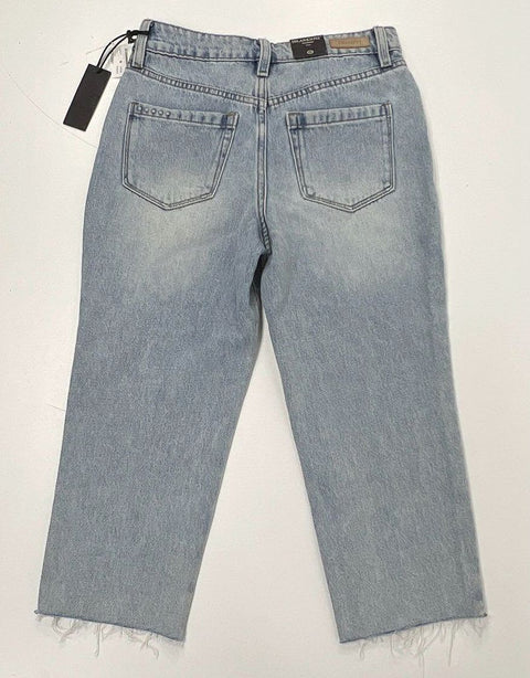 Blank NYC Women's Denim Capri Light Wash Blue High Rise Raw Hem Sz 24 NWT