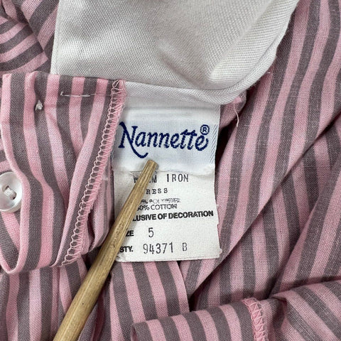 Vintage 80s 90s Polly Flinders & Nannette Girls Striped Smocked Dresses Sz 4 5