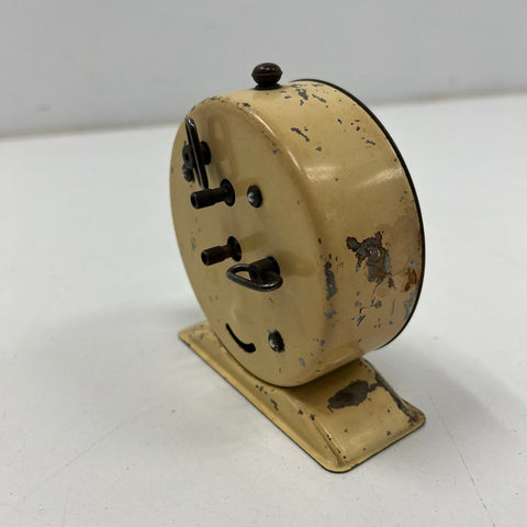 Vintage Gilbert Ruler Metal Alarm Clock Art Deco Style Cream
