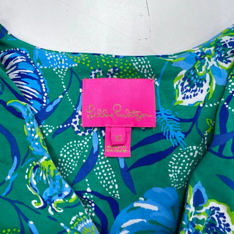 Lilly Pulitzer Women's Hollie Green Tropical Print Hi-Low Maxi Dress Sz XS