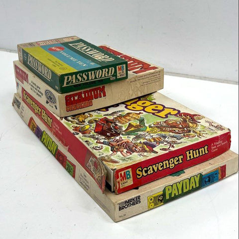 Vintage 70s Board Game Lot of 4 Parker Brothers Milton Bradley Payday Scavenger