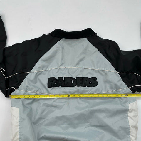 NFL Raiders Men's Reversible Fleece Windbreaker Jacket Black Gray Sz XL
