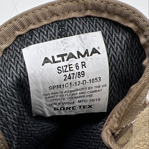 Altama Gore-Tex Army Flight Combat Crewman Boots Tan Vibram Sole Size 6R