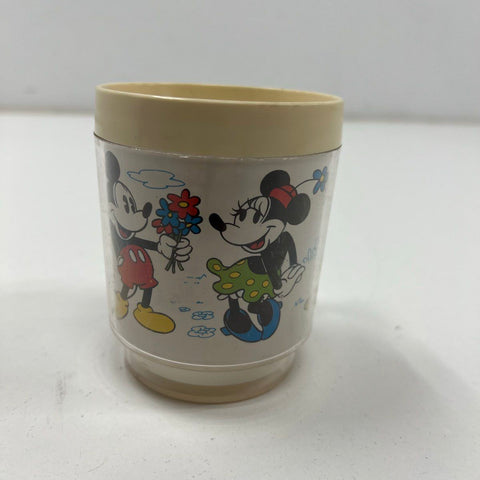 Vintage 70s Walt Disney Productions Mickey Mouse Donald Insulated Plastic Mug