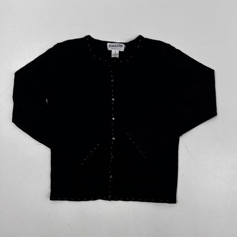 Pendleton Women's Black Beaded Silk Cashmere Cardigan Sweater Sz S