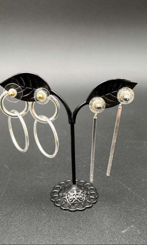 Vintage Joan Rivers Costume Jewelry Crystal Hoop Dangle Stud Earrings Lot of 12