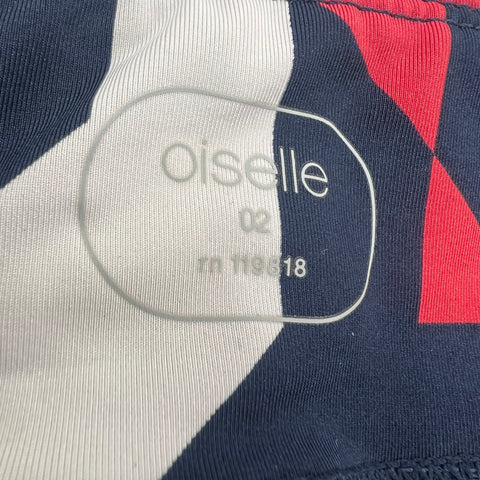 Oiselle Red Blue Spandex Compression Shorts Women's 2 Geometric Print