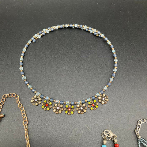 Boho Statement Jewelry Lot of 10 Necklaces Bib Beaded Collar Heart Styles