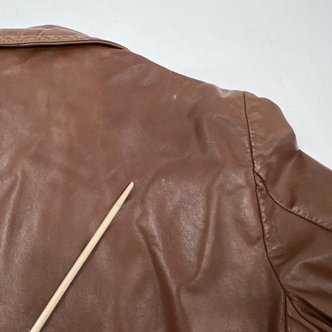 Vintage 70s R. Sherman Men's Brown Leather Belted Safari Field Jacket M