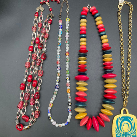 Revelry Beaded Shell Evil Eye Jewelry Lot of 7 Necklaces Boho Vintage Style