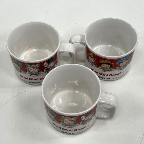 Vintage Campbell's Soup Kids Ceramic Mug Set 3 Pieces M'm! M'm! Good! SOUP