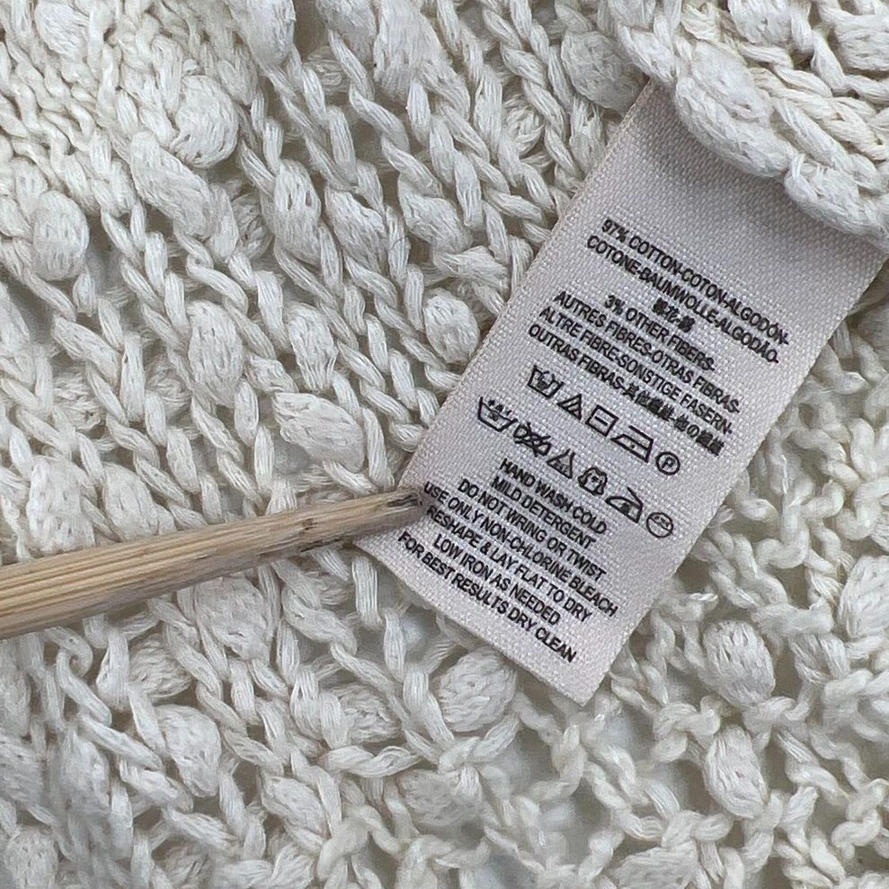 Free People Cream Open Knit Crochet Boho Duster Cardigan Sweater Womens