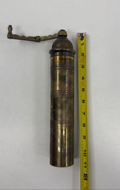 Vintage Brass Pepper Mill Spice Grinder Hand Crank Made in Greece 11 Inch