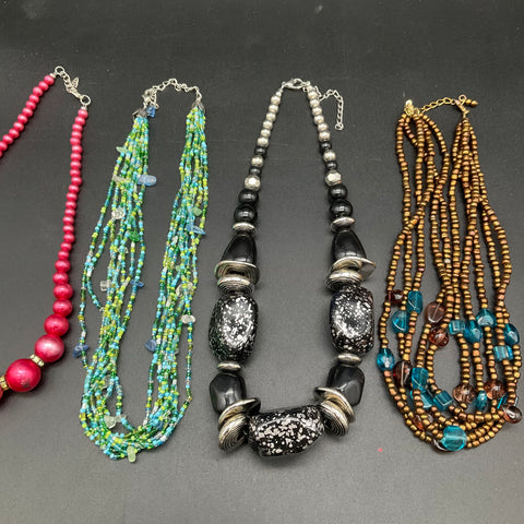 Costume Necklace Lot of 7 Beaded Multi-Strand Statement Collar Chain Fashion