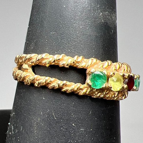 10K Yellow Gold Multi-Stone Ring Size 7.5 2.69g